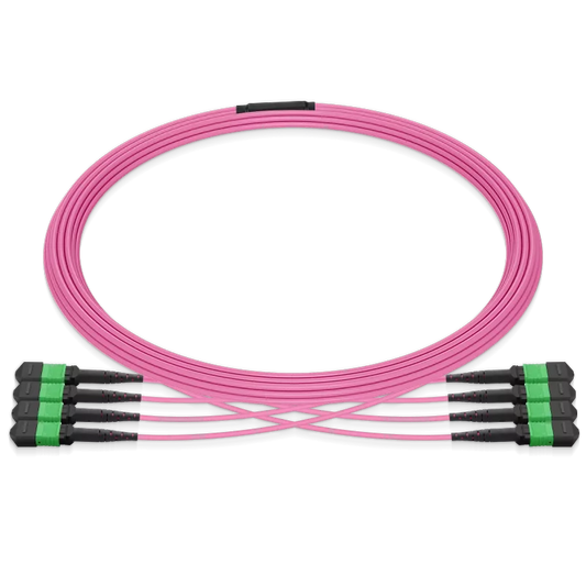 10m (33ft) MPO 4x4 Shuffle Breakout Cable, 32 Fibers, 4xMPO-8 APC (Female) to 4xMPO-8 APC (Female), Multimode (OM4), Type 4, LSZH, 3.0mm, Max IL Ã¢â€°Â¤ 0.35dB, Magenta SFPS