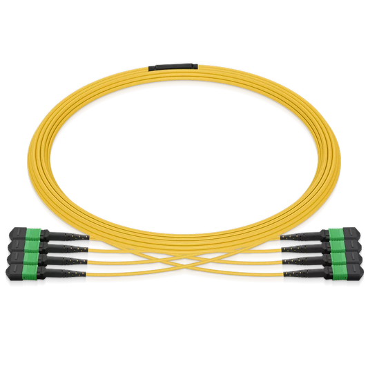 5m (16ft) MPO 4x4 Shuffle Breakout Cable, 32 Fibers, 4xMPO-8 APC (Female) to 4xMPO-8 APC (Female), Single Mode (OS2), Type 4, LSZH, 3.0mm, Max IL Ã¢â€°Â¤ 0.35dB, Yellow SFPS