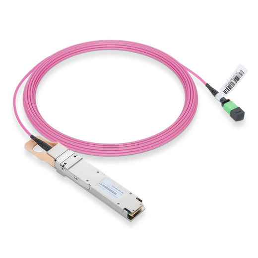 Refurb Squared Generic Compatible 400GBASE-SR4 OSFP Flat Top PAM4 850nm 100m DOM IB and Ethernet Liquid/Immersion Cooling Transceiver for MMF with 3m MPO-12/APC OM4 Erika Violet/Magenta Female Type A Pigtail