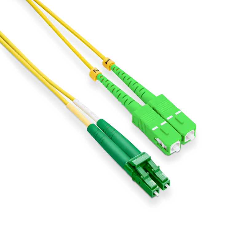 30m (98ft) LC APC to SC APC Duplex OS2 Single Mode LSZH 2.0mm Fiber Optic Patch Cable SFPS