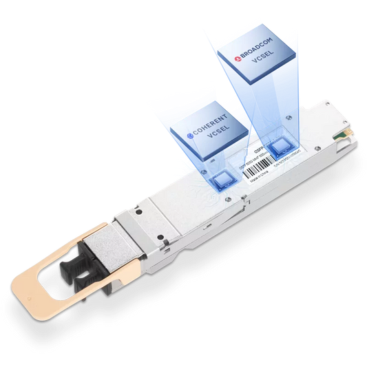 Juniper QDD-400G-VR4 Compatible Broadcom DSP & Broadcom VCSEL 400GBASE-VR4 QSFP-DD PAM4 850nm 50m MTP/MPO-12 MMF Optical Transceiver Module SFPS