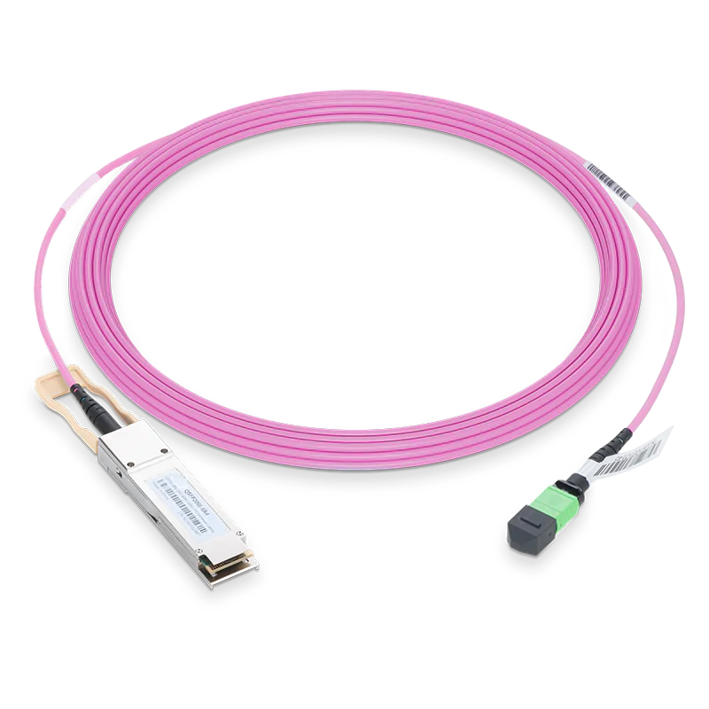 NVIDIA/Mellanox Compatible 400GBASE-SR4 OSFP Flat Top PAM4 850nm 100m DOM IB and Ethernet Liquid/Immersion Cooling Transceiver for MMF with 5m MPO-12/APC OM4 Erika Violet/Magenta Female Type A Pigtail SFPS