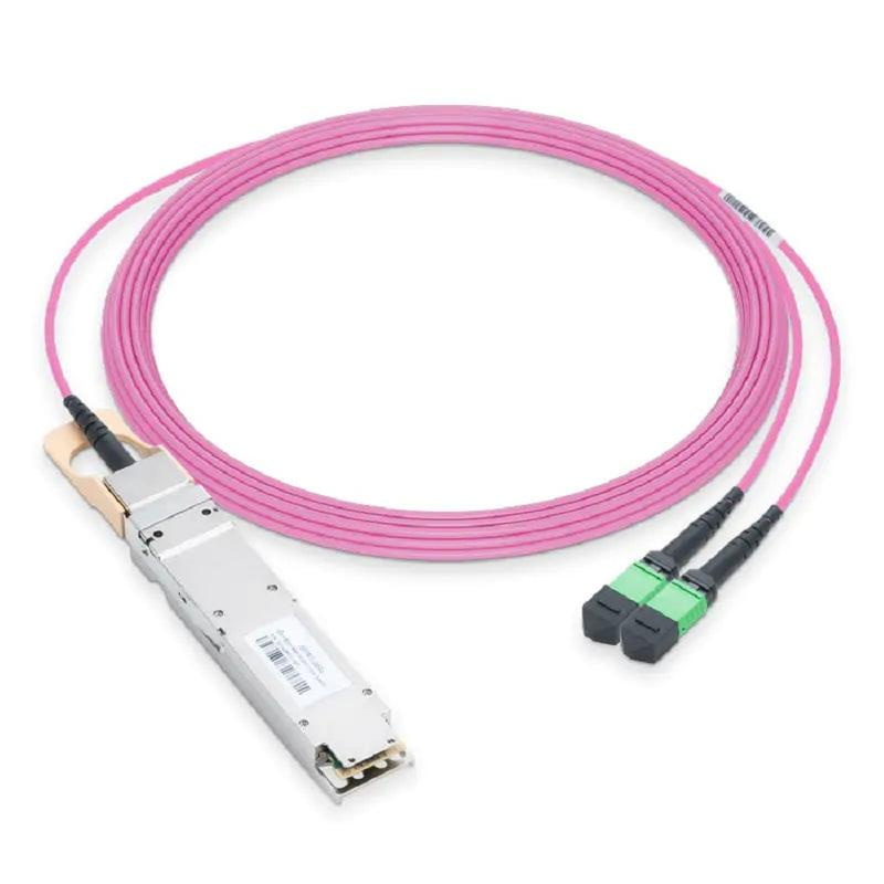 NVIDIA/Mellanox Compatible 800GBASE-2xSR4/SR8 OSFP Finned Top PAM4 850nm 100m DOM IB and Ethernet Liquid/Immersion Cooling Transceiver for MMF with 3m Dual MPO-12/APC OM4 Erika Violet/Magenta Female Type A Pigtails SFPS